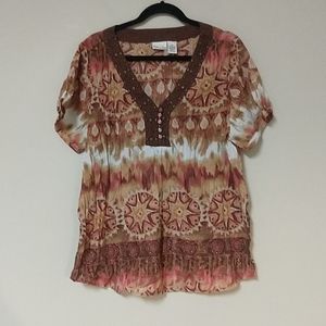 Kim Rogers V Neck Lightweight Blouse 2X